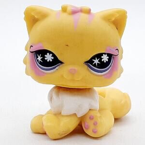 Littlest Pet Shop Yellow Cat Kitten Mini Figure 2007 Hasbro LPS Toy Collectible